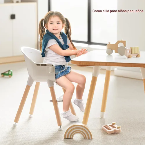 Miniatura 4 de Fodoss Silla alta de madera 3 en 1 para bebés y niños pequeños, Trona convertible y fácil de limpiar para bebés, diseño moderno Silla para comer
