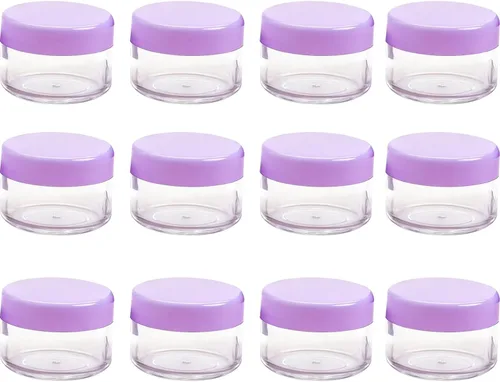 Miniatura 8 de 12 recipientes cosméticos redondos de plástico negro recargables, sin BPA, 0.5 fl oz/0.5 oz, con tapas