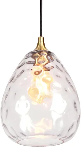Miniatura 13 de Iluminación colgante dorada con pantalla de vidrio martillado ámbar, lámpara colgante Art Deco de 1 luz para isla de cocina, comedor, dormitorio