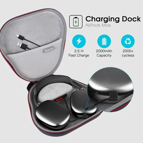 Miniatura 3 de Smatree Base de carga para Airpods Max solo para Airpods Max 1 generación, puerto Lightning, estación de carga de batería de 2000 mAh, bolsa