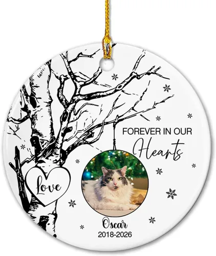 Miniatura 13 de Adorno de cerámica de Navidad personalizado para perro y gato, adorable adorno de Navidad amigable y leal, marco de fotos, adornos de Navidad 2026