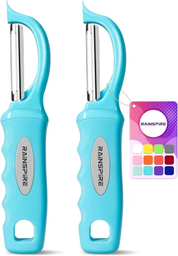 Miniatura 20 de Rainspire Pelador de verduras, pelador de patatas para cocina, cuchillas afiladas de acero inoxidable, mango cómodo, pelador de frutas, pelador