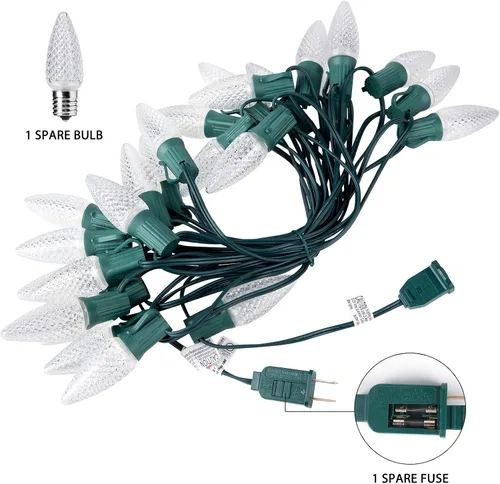 Miniatura 4 de Brightown Guirnalda de luces de Navidad C9, luces LED de Navidad para exteriores con 100 bombillas C9 de fresa, impermeables, extensibles, C9 Blanco