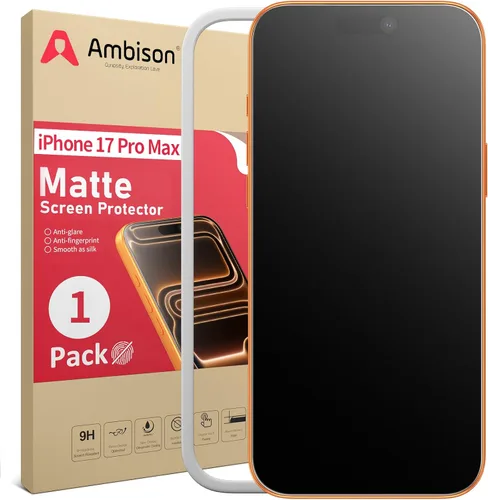 Miniatura 27 de Ambison Paquete de 2 Protectores de Pantalla Mate para iPhone 17 Pro Max de 6.9 pulgadas 2025, Antirreflejos y Antihuellas Dactilares, Sin Burbujas