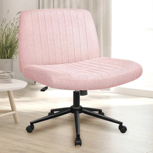NEO Chair Silla Criss Cross con Ruedas Sin Brazos Silla de Oficina de Escritorio con Patas Cruzadas Ancha Cómoda Silla de Tocador de Maquillaje Base