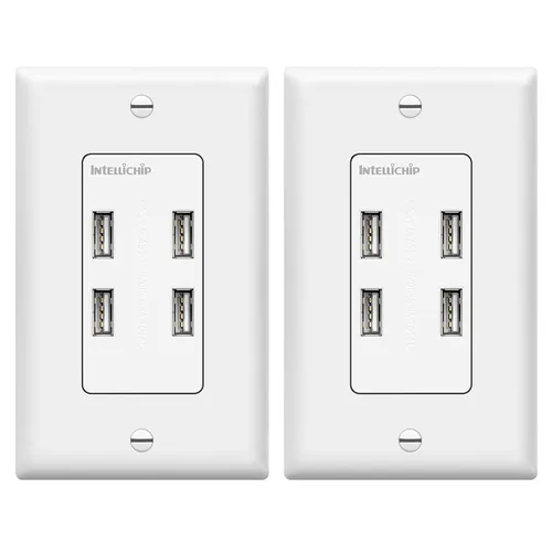 TOPGREENER Receptáculo de salida de pared de 4 puertos USB de ultra alta velocidad de 5.8A, compatible con iPhone SE/11/XS/XR/X/8, Samsung Galaxy