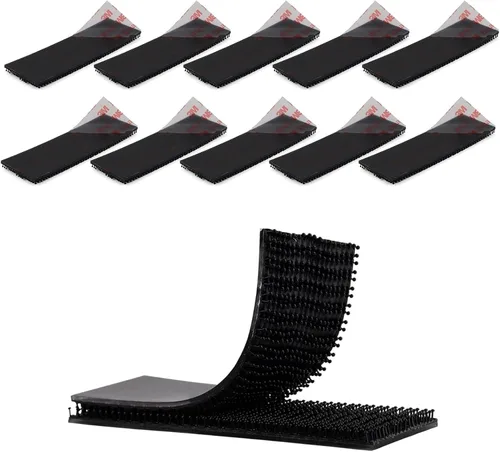 Miniatura 20 de 3M SJ3550 1 x 2 pulgadas, 10 unidades de cierre resellable negro resistente cinta entrelazada en forma de hongo cinta de montaje de gancho adhesivo