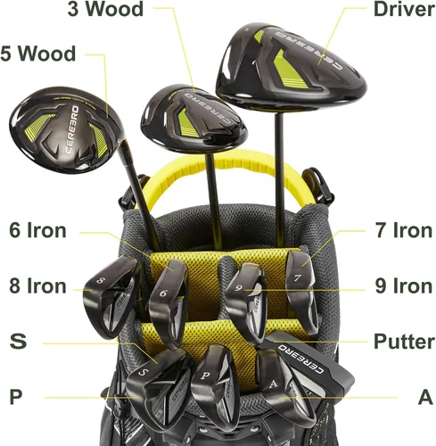 Miniatura 6 de Bolsas de soporte de golf Geesee con divisores de 4 vías en la parte superior, cubierta contra la lluvia, capucha protectora solar y bolsas de golf