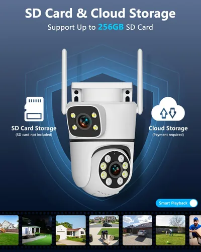 Miniatura 9 de Sistema de cámara de seguridad inalámbrica de doble lente de 4 MP, NVR WiFi de 16 canales con 2 cámaras, 4 antenas un 55% más de alcance, fijo +