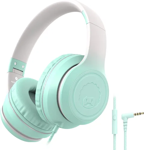 Miniatura 9 de rockpapa L22 - Auriculares con cable para niños, niñas, mujeres con micrófono, auriculares plegables con cable de 3.5mm para escuela, Chromebooks