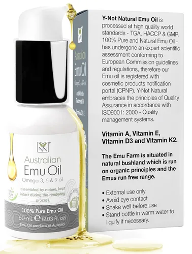 Miniatura 11 de Y Not Natural Aceite de emú puro – Humedad orgánica para cara, cuerpo, cabello, cuero cabelludo y uñas, rico en Omega 3-6-9, vitaminas y minerales