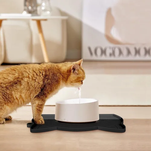 Miniatura 7 de Coomazy Tapete de comida para gatos, tapete de alimentación para perros más grueso para alimentos y agua, tapete de silicona antideslizante Negro