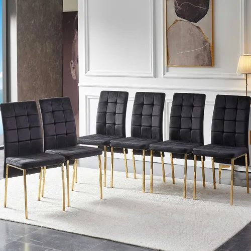 Miniatura 14 de Homedot Juego de 2 sillas de comedor de terciopelo, cómodas sillas de cocina para el hogar, silla lateral tapizada, sin brazos, diseño único