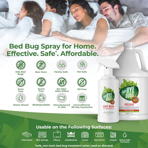Miniatura 3 de Say Bye Bugs Spray para Chinches de Cama Tamaño de Viaje: No Tóxico y Mata al Contacto. Spray para Chinches Libre de Manchas y Olores. Nueva Fórmula