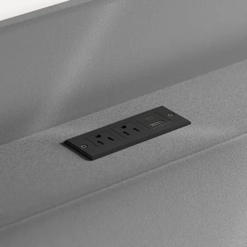 Miniatura 9 de Allewie Base de cama tapizada Velvet Queen con cabecera de almacenamiento con respaldo alado y estación de carga, cama de plataforma con diseño Gris