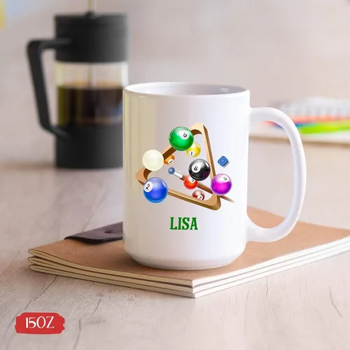 Miniatura 5 de Taza de billar, taza de billar personalizada, taza deportiva personalizada, taza de café de billar, regalo para los amantes del billar, taza