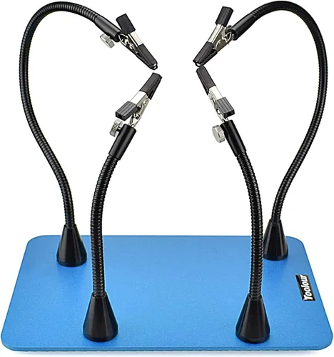 Miniatura 9 de Toolour Manos Magnéticas de Ayuda para Soldadura de Tercera Mano, 4 Brazos de Metal con Ajuste de Pinza, Abrazaderas de Soldadura Flexibles
