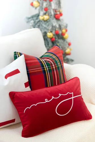 Miniatura 4 de Hofdeco Premium Funda de almohada lumbar decorativa de lona pesada clásica navideña de vacaciones de invierno SOLO para sofá, diván, cama, tartán