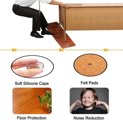 Miniatura 4 de Tapas para patas de silla, redondas de silicona transparente para patas de muebles de mesa, protectores de piso de madera, almohadillas de fieltro