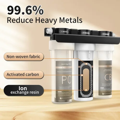 Miniatura 7 de WINGSOL WINGSOL - Filtro de agua alcalino para debajo del fregadero con grifo, sistema de filtro de agua de 10 capas que reduce los metales pesados