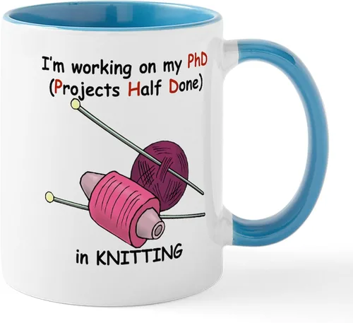 Miniatura 18 de CafePress Knitting Phd (Projects Half D Mug 11 oz (11.0 fl oz) Taza de café de cerámica