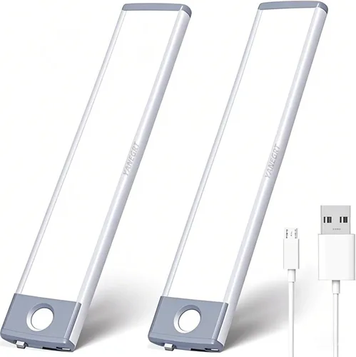 Luces de armario con sensor de movimiento, 30 luces LED para debajo del gabinete, luces de mostrador recargables inalámbricas, iluminación nocturna