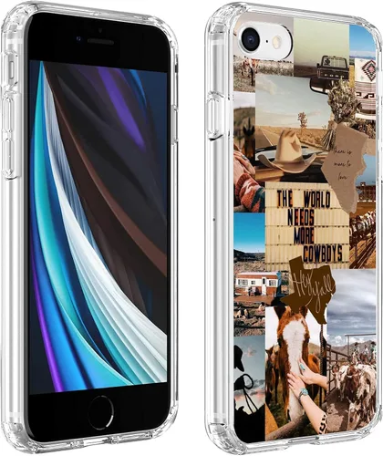 Miniatura 16 de Funda compatible con iPhone 7/8/SE del oeste, funda de collage estético retro vaquera country chic collage para hombres y mujeres, regalo a prueba