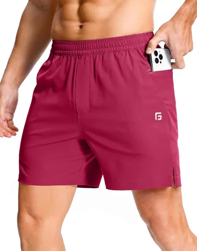 Miniatura 15 de GGJ Pantalones cortos deportivos ligeros para hombre con 2 bolsillos con cremallera de 7/5/9 pulgadas, pantalones cortos de tenis de secado rápido
