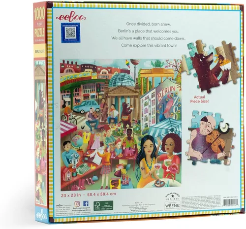 Miniatura 3 de eeBoo Berlin Life - Rompecabezas de 1000 piezas para adultos, cuadrado de 23 x 23 pulgadas, fabricado con tablero reciclado y tinta a base