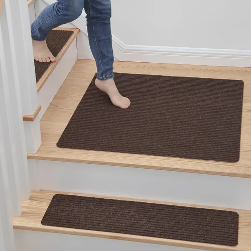 Miniatura 17 de MBIGM Alfombra antideslizante para peldaños de 30 x 30 pulgadas, alfombra de seguridad antideslizante y resistente al deslizamiento, color negro
