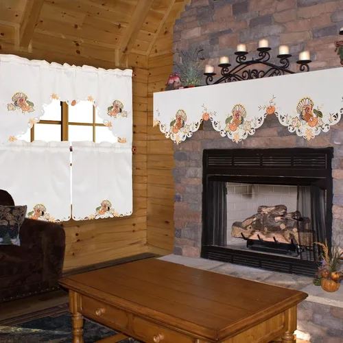 Miniatura 6 de Mantel bordado de pavo para decoración de vacaciones de Acción de Gracias (70 x 17 pulgadas)