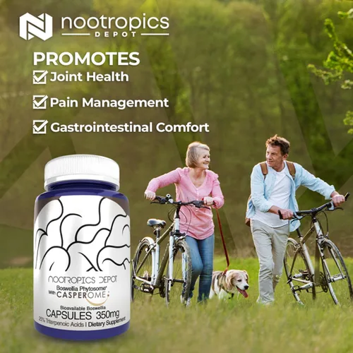 Miniatura 3 de Nootropics Depot Boswellia Phytosome Cápsulas 350mg Casperome 25% de ácidos triterpenoicos Boswellia serrata Incienso Salud
