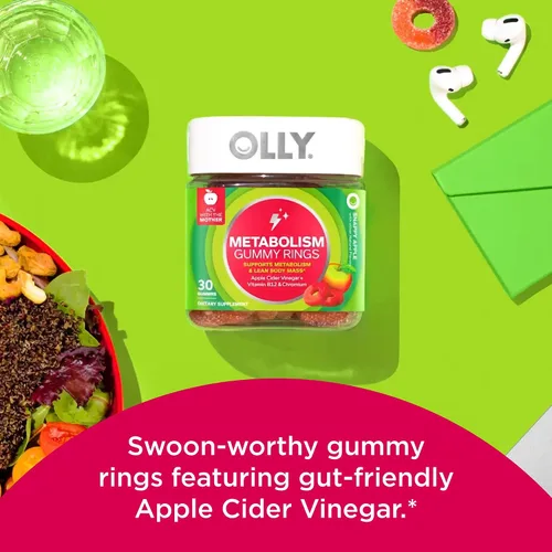 Miniatura 3 de OLLY Anillos de goma de metabolismo, vinagre de sidra de manzana, vitamina B12, cromo y goma de belleza innegable, para cabello, piel, uñas