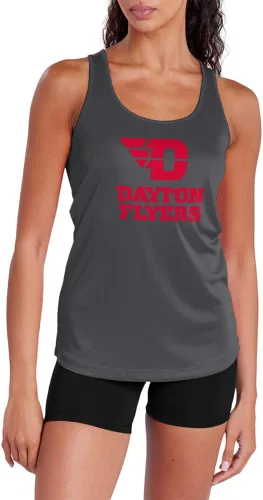 Miniatura 63 de Camiseta deportiva sin mangas oficial de la NCAA Collegiate para mujer, con espalda cruzada, logotipo primario, colección carbón