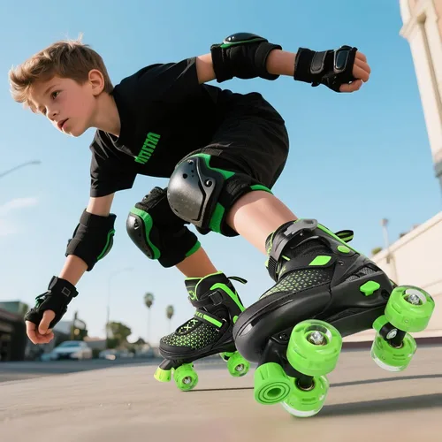 Miniatura 6 de SULIFEEL Patines para niñas y niños, 4 tallas ajustables con ruedas iluminadas, patines seguros y divertidos para niños, mejor regalo para Verde