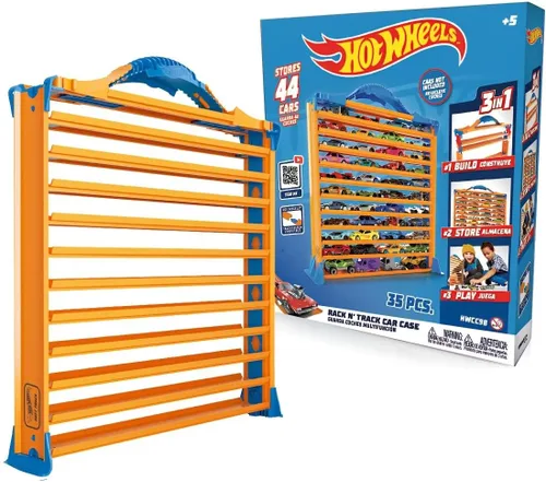 Hot Wheels Rack N' Track Almacenamiento para 44 coches u otros juguetes - vitrina, caja de exhibición, estuche de coleccionista, caja de