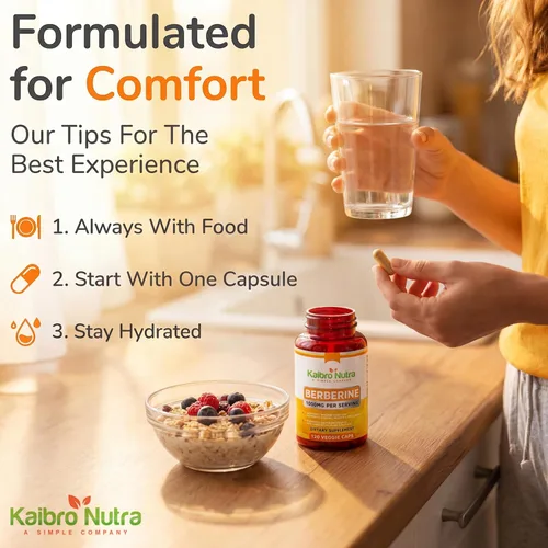 Miniatura 2 de Kaibro Nutra Suplemento de berberina de 1000 mg, berberina HCL para el sistema inmunológico, apoyo a la glucosa, salud circulatoria