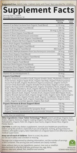 Miniatura 8 de Garden of Life Organics Vitaminas para Mujeres de 40+ - 60 Tabletas, Multivitamínico para Mujeres de 40+, Vitaminas Veganas para Mujeres Mayores