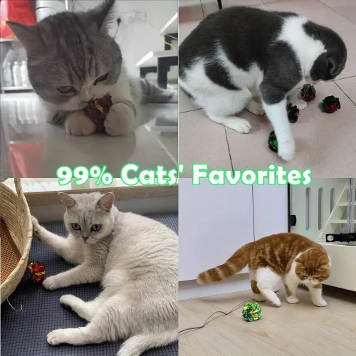 Miniatura 5 de Mylar - Bolas arrugadas para gatos, juguetes interactivos arrugados para gatos, bolas de juguete independientes para gatos gordos, gatitos