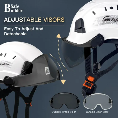 Miniatura 8 de Casco de Seguridad de Construcción con Visera Casco Duro ABS Cascos Duros de Ventilación Ajustable Protección de Cabeza de Trabajo Industrial
