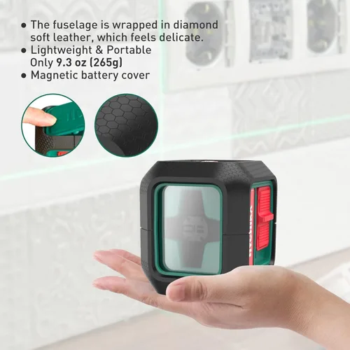 Miniatura 7 de Nivel láser 360 autonivelante, herramienta niveladora láser de 50 pies, nivel láser de línea cruzada verde para colgar imágenes, azulejos
