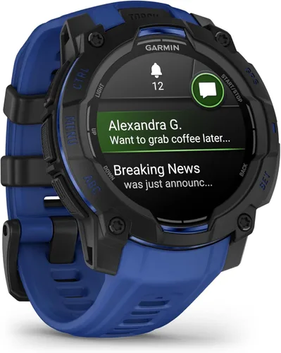 Miniatura 3 de Garmin Instinct® 3 – 45 mm, pantalla AMOLED, reloj inteligente GPS resistente para exteriores, linterna incorporada, colección Supernova Edición