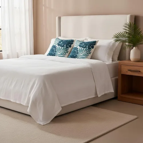 Miniatura 7 de Fundas de almohada bordadas de 18 x 18 pulgadas, paquete de 2 fundas de almohada azules botánicas tropicales con hojas tropicales, fundas de cojín