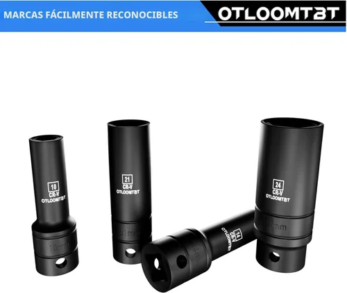 Miniatura 4 de OTLOOMTBT Juego de 14 piezas de 1/2 pulgada de enchufes de impacto súper resistentes y duraderos, enchufes profundos métricos gruesos de grado