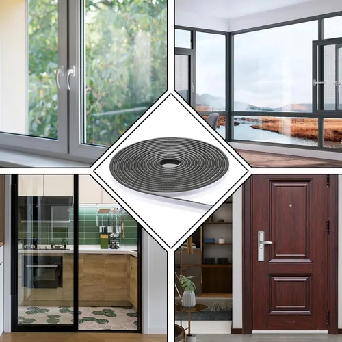Miniatura 7 de Aislamiento autoadhesivo de 33 pies para ventana de invierno, burlete gris de 0.35 x 0.2 pulgadas, sello de puerta corrediza, sello de puerta