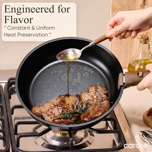 Miniatura 6 de CAROTE 19 piezas ollas y sartenes antiadherentes, juegos de utensilios de cocina con mango desmontable, ollas y sartenes de cocina de inducción