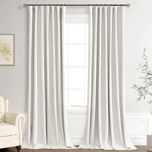 Miniatura 18 de Joywell 2 cortinas opacas 100%, lino, beige natural, trabillas traseras/cinta con ganchos, aislantes, de dormitorio, comedor, sala, puerta corrediza