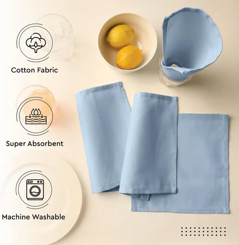 Miniatura 4 de Encasa XO Cocktail Cloth Napkins Set of 12 Pure Cotton Table Napkin Size (9"x9") B Grey Solid Machine Washable