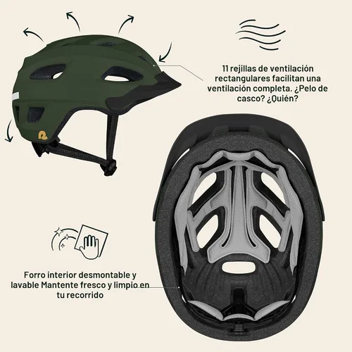 Miniatura 3 de Retrospec Lennon Casco de Bicicleta para Adultos con luz de seguridad LED, esfera ajustable y visera extraíble, casco de ciclismo ajustable