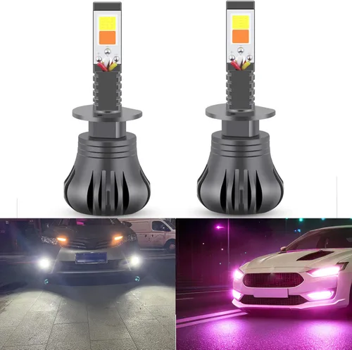 Switchback - Bombillas LED estroboscópicas de destello blancas y rosa púrpura H1 súper brillantes, luz antiniebla o luces de conducción diurna